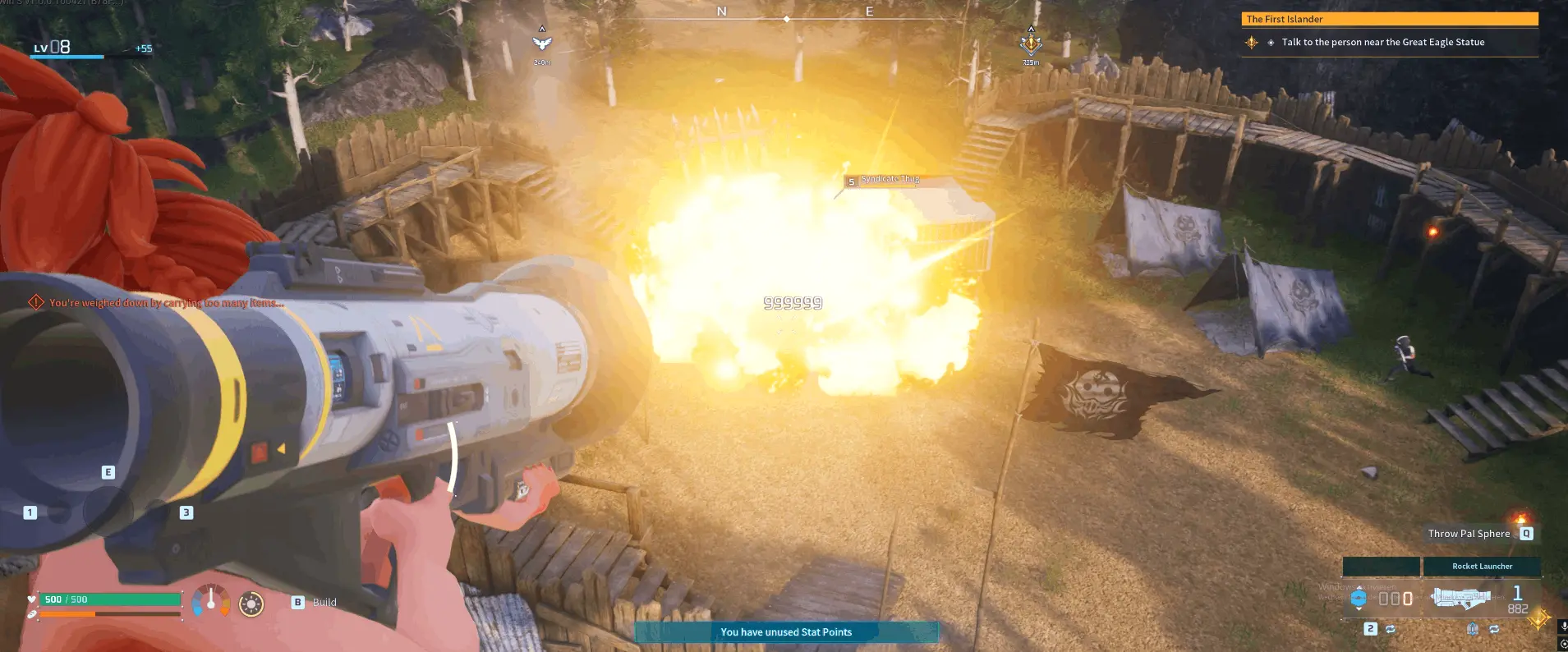 Palworld damage multiplier melting an enemy in one hit